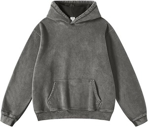 Acid Wash Oversized Pullover <b>Hoodie</b> for Men Vintage Streetwear Style <b>Soft</b> Cotton Fleece Custom Logo Available - Product Image 6