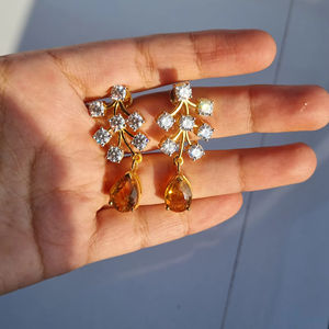 สร้อยคอเงิน Moissanite สีเหลืองและกลม 25 สร้อยคอประดับเพดานสวยงาม สร้อยคอ Moissanite พร้อมต่างหู - Product Image 4