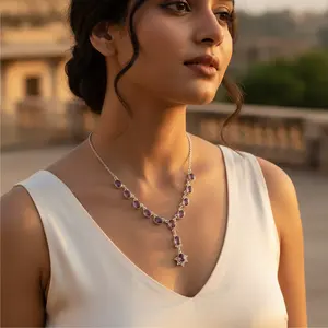 Collier pendentif tendance en or blanc avec turquoise plaqué rhodium, jade or rose et diamants pour femmes - Product Image 3