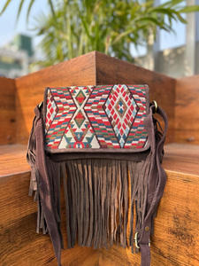 Nouveau Offre Spéciale Jacquard fait à la main en daim frange cuir sac à bandoulière multi-usage nouveau Design Vintage sac à bandoulière pas cher taux produit en vrac - Product Image 4