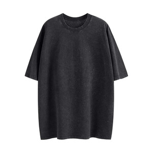 Camiseta de lavado ácido de gran tamaño personalizada Unisex, estilo callejero para hombre, piedra Vintage desgastada lavada para apariencia, impresión Digital - Product Image 1