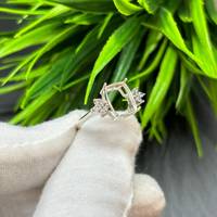 Anillo Solitario Octogonal de Plata de Ley 925, Engaste de Puntas Semi-Montado, 6x8mm 7x9mm 8x10mm, Componente de Joyería de Plata en Blanco para DIY