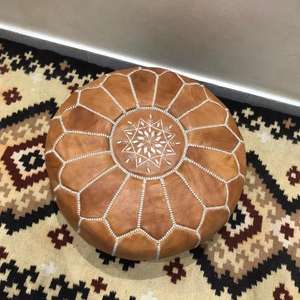 Moroccan <b>Leather</b> Pouf Handmade Ottoman Footstool Traditional Handcrafted <b>Pouffe</b> Home Decor Boho Ottoman Seat Living Roo - Product Image 1