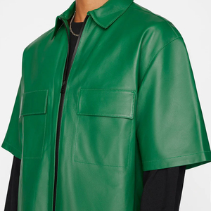 Chemises en cuir véritable sur mesure pour hommes, mode d'hiver, haute qualité, écologiques, respirantes, chemises en cuir pour hommes - Product Image 4