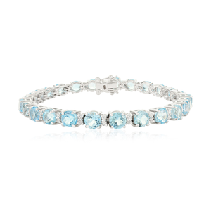 Pulsera de tenis de diamante americano y Topacio Azul Natural 100%, ropa de fiesta de Plata de Ley 925 para cumpleaños, joyería fina impresionante - Product Image 1