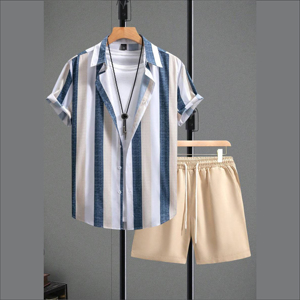 Baggy en coton surdimensionné personnalisé unisexe Survêtement d'été pour hommes 2 pièces respirant Patchwork Streetwear Short Set - Product Image 1