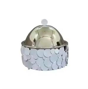 Golden Casserole Dish With White Exclusive Quality Metal Casserole Hot Selling Round Casserole Home Customized Size <b>Food</b> Warmer - Product Image 3