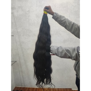 Raw South Indian Straight Virgin 40inch Human Hair Temple Single Donor Bulk Extensions for All Colors - Product Image 1