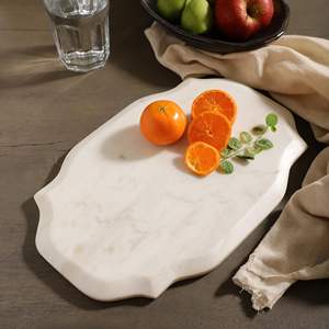 Plateau en marbre blanc de qualité supérieure Planche à découper de fruits et de fromage au design unique pour la maison ou l'hôtel Cuisine - Product Image 1