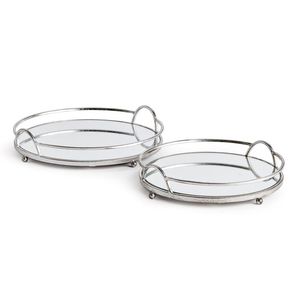 Bandeja de servicio de vidrio y metal de diseño moderno con acabado de espejo perfecto para un elegante plato de comedor en casa - Product Image 4