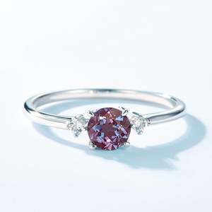 Jeulia Rhodium Plated Sterling Silver Three Stone <b>Alexandrite</b> <b>Ring</b> - Product Image 3