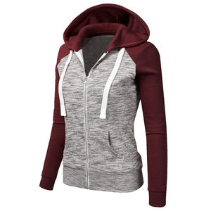 Sweat à capuche zippé intégral pour femme, hiver, automne, logo personnalisé sur le devant, couleur unie, manches longues, 100% coton molletonné, confortable - Product Image 3