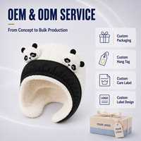 Gorro Acolchado con Cabeza de Animal de Dibujos Animados, Forro de Felpa, Doble Oso, Panda, Conejo, para Niños Pequeños, Precio de Fábrica con MOQ Bajo