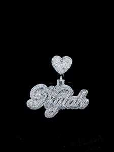 Colgante de Letra Inicial Redonda con Corte Brillante, Totalmente Cubierto de Moissanita, Chapado en Rodio, Estilo Hip Hop, Colgante de Plata para Hombre - Product Image 4