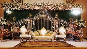 แผ่นโลหะวางเวทีในงานแต่งงานดีไซน์รูปดอกบัวด้านหลังเป็นโลหะสำหรับงานแต่งงานงานแต่งงานหรูหรางานโลหะ - Product Image 5