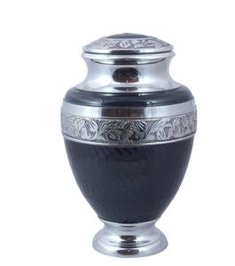 Urne de crémation pour adultes gravée à bordure supérieure en argent pour cendres humaines-Urne funéraire artisanale pour cendres commémoratives-Grand enterrement - Product Image 6