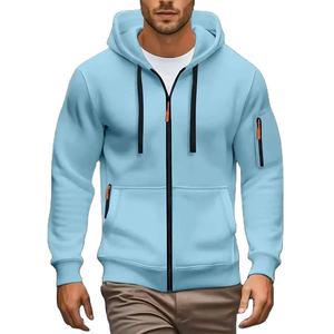 Sudadera con Capucha y Cremallera de Color Sólido para Hombre con Bolsillos Laterales, Ropa Casual de Manga Larga con Cierre Completo - Product Image 4