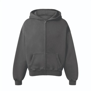 Vente en gros de sweat à capuche pour hommes poids lourd de qualité supérieure logo personnalisé brodé fermeture éclair impression bouffante anti-rétrécissement bas prix - Product Image 1