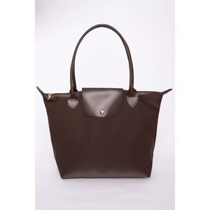 Coffee-Flawed Cow Skin <b>Leather</b> Hand & Shoulder Bag Elegant Grain Design Durable Handbag - Product Image 1