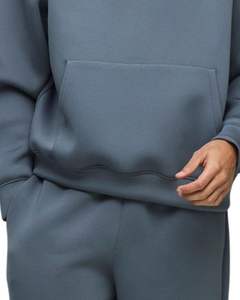 Ensemble de survêtement pour homme en molleton de coton gris anthracite avec capuche et pantalon de jogging, streetwear décontracté d'hiver - Product Image 6