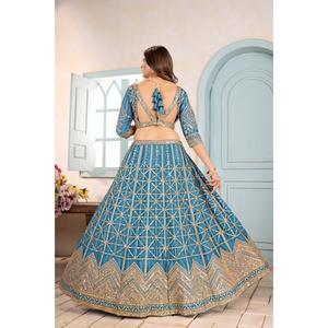 Conjunto de Lehenga Choli Moderno para Mujer, Calidad Premium, Ecológico, de Secado Rápido, Diseño en Línea A, Bordado, para Fiestas, Venta al Por Mayor - Product Image 3