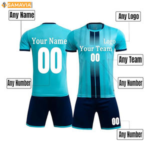 SAMAVIA Team Soccer Uniform Set Hombres Logotipo personalizado Jersey Futbol Transpirable Antibacteriano Secado rápido 100% Poliéster Match Kit OEM - Product Image 2