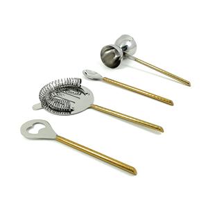 Modern Stainless Steel <b>Bar</b> Tools Set of 4 <b>for</b> <b>Bar</b> <b>Accessories</b> Best Quality White Resin & Metal <b>Bar</b> Tools Set With Gold Color - Product Image 5