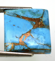 Cabochon de Turquoise en cuivre bleu naturel de forme carrée à dos plat pour la fabrication de bijoux