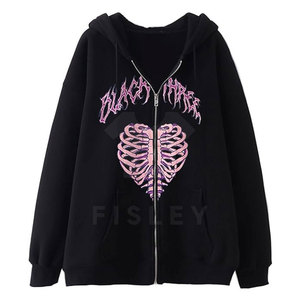 เสื้อฮู้ดผู้ชายผ้าฝ้าย100% ลำลองผ้าฟลีซเทอร์รี่มีซิปไซส์ใหญ่พิเศษพิมพ์ลายสำหรับผู้ใหญ่ - Product Image 1