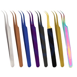 Pinzas para extensiones de pestañas de punta recta y curva, pinzas para cejas y herramientas de aplicación de pestañas postizas - Product Image 1