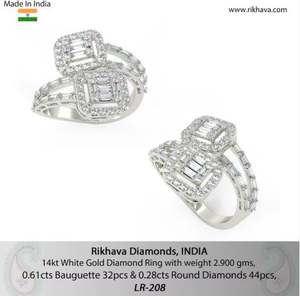 Anillo de diamantes de oro blanco de 14kt de Venta caliente para mujer Anillo de recepciones de boda de moda del fabricante Precio inmejorable - Product Image 3