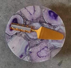 แผ่นเสียงเค้กหินอาเกตคุณภาพระดับพรีเมี่ยมพร้อมเสิร์ฟสำหรับเทศกาลต่างๆถาดวางเค้กสไตล์ไม่เหมือนใคร - Product Image 3