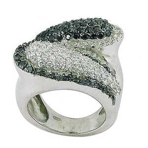 Rose Gold and 18K Plated <b>Silver</b> <b>Ring</b> for Women Fashionable <b>Statement</b> Jewelry with Black Inlay Stones IGI Certified - Product Image 1