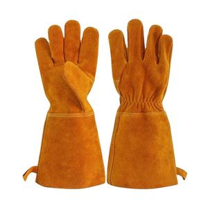 Gants de barbecue en cuir brun longs, résistants à la chaleur et au feu, gants de protection pour les mains, gants en cuir de qualité supérieure - Product Image 1