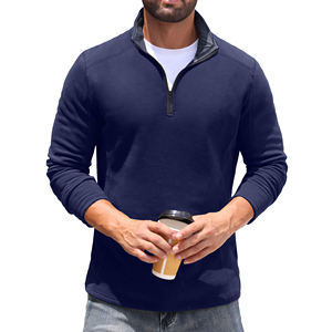 Ultra Soft Regular Fit <b>Quarter</b> Zipper Sweatshirt Long Sleeve Stand Collar <b>Zip</b> up Pullover Home Comfort Relaxed Winter Sweater - Product Image 4