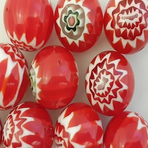 Grandes perles de Bohème Chevron en couches faites à la main rouges en gros approvisionnement en vrac perles de verre au chalumeau en cristal pour la fabrication de bijoux - Product Image 2