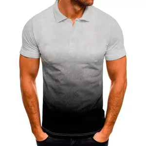 Polo personnalisé Slim Fit pour hommes Gradient Print Short Sleeve Lapel Tee pour décontracté et loisirs Wear polos - Product Image 3