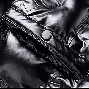 Chaqueta acolchada de charol para hombre: con capucha, más gruesa, cálida para invierno, bolsillos con cremallera, abrigo de esquí con cuello levantado informal sólido - Product Image 4