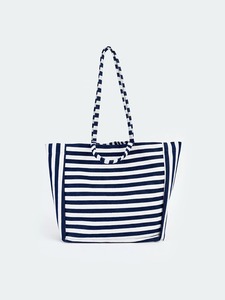 OEM ODM Private Label Custom Logo Women's Navy Striped <b>Canvas</b> Beach Tote <b>Bag</b> <b>Large</b> Capacity Shopping Shoulder <b>Bag</b> Manufacturer S - Product Image 1