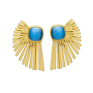 New Arrival <b>Turquoise</b> Gemstone Gold Plated <b>Stud</b> <b>Earring</b> Set - Product Image 1