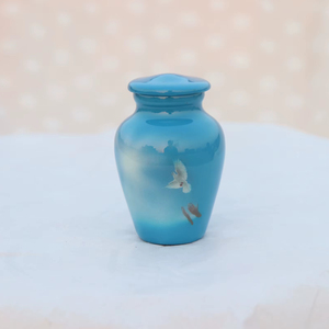 Urna de recuerdo chapada en peltre de latón pequeño de tres bandas para cremación para cenizas funerarias-Exportador de fabricante indio - Product Image 6