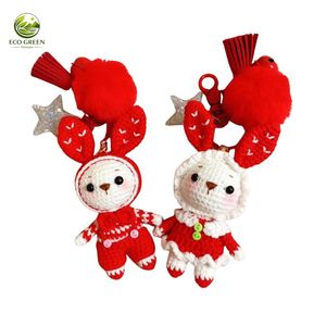 Figurine de renne en peluche tricotée à la main, adorable poupée rouge de Noël, décoration de Noël, cadeau - Product Image 1