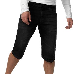 Shorts Vaqueros de Mezclilla de Alta Calidad, a la Moda, Personalizados, con Doble Rodilla Desgastada, Lavado Ácido, Holgados, con Pedrería, para Hombre, en Venta - Product Image 2