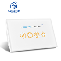 Interrupteur tactile intelligent WiFi Tuya MakeGood 400W, norme AU, rétroéclairage RVB, 1 gang, variateur de lumière, interrupteur variateur en verre cristal