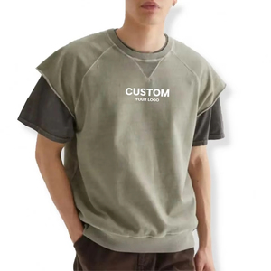 T-shirt Homme Vintage Personnalisé avec Logo, Coupe Oversize, 100% Coton Délavé à l'Acide, Grammage Lourd, Lot de Deux Pièces Vierge à Imprimer - Product Image 1