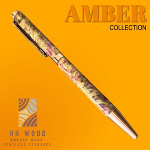 คอลเล็คชั่นสีเหลืองอำพัน: ปากกาลูกลื่นทำจากไม้ทรงตัวอย่างหรูหราขนาด0.7มม. ปากกาเรซิ่นสีเขียว-แดง-น้ำเงินของขวัญทางธุรกิจ - Product Image 5