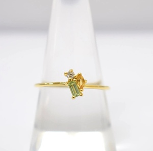 Anillo de Plata Esterlina 925 Chapado en Oro de 14K Minimal Natural Citrin y Peridot Personalizable Venta Al por Menor OEM y ODM Hecho en Tailandia - Product Image 1