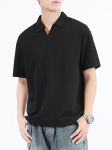 เสื้อโปโลคอวีแขนสั้นผู้ชาย, ใหม่เสื้อโปโลสีเข้ากันเสื้อยืดฤดูร้อน - Product Image 2