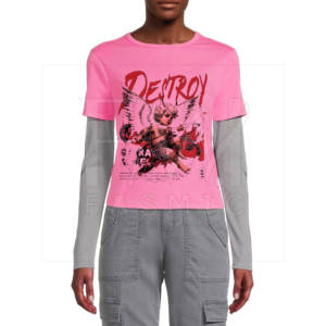 Venta al por mayor de camisetas de manga larga estampadas para mujer con diseño personalizado cuello redondo Slim Fit doble capa camisetas - Product Image 1