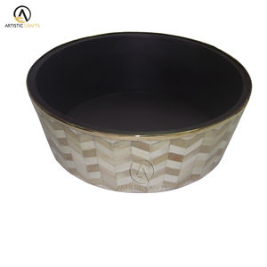 Maceta Artesanal con Incrustaciones de Hueso en Forma de Zigzag |   Macetero Decorativo para Jardín, Patio, Balcón, Decoración del Hogar y Sala de Estar Moderna - Product Image 1